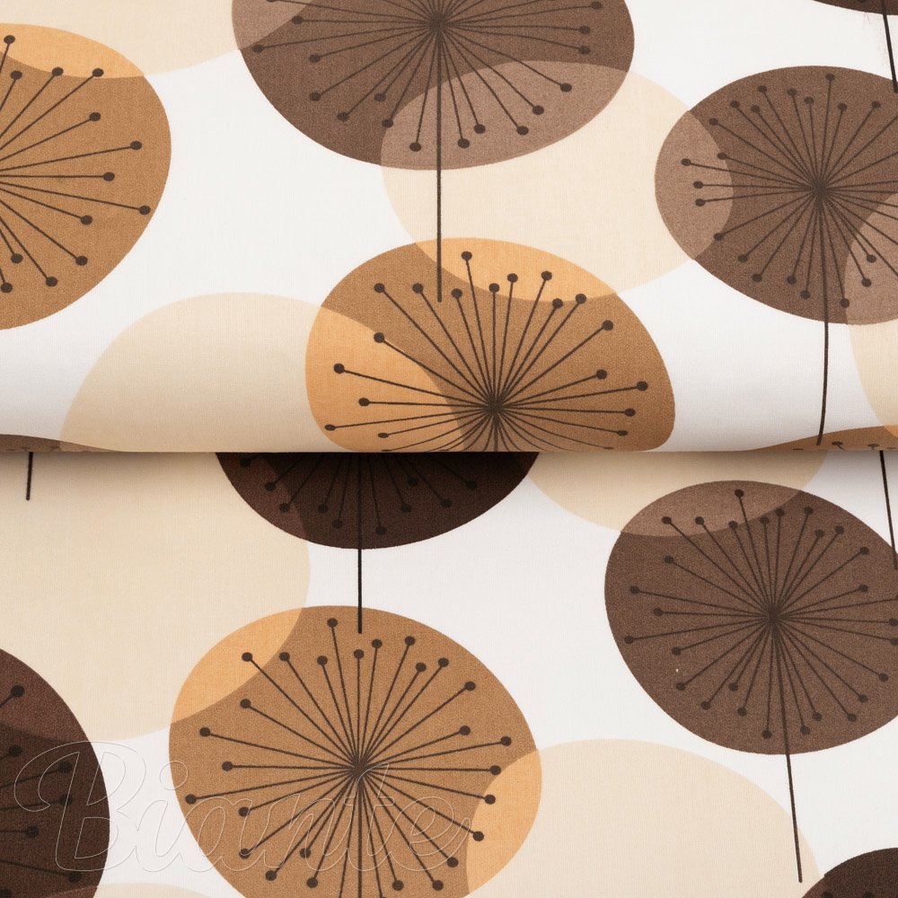 Bavlněná látka/plátno Sandra SA-488 Hnědo-béžové designové pampelišky - šířka 160 cm - detail 2 - Biante.cz