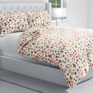 Vianočné bavlnené posteľné obliečky Sandra SA-516 Vianočné perníčky a ozdoby na bielom - detail 1 - Biante.sk Vianočné bavlnené posteľné obliečky Sandra SA-516 Vianočné perníčky a ozdoby na bielom - detail 1 - Biante.sk