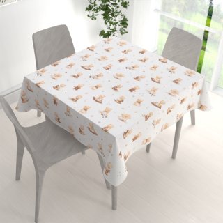 Dětský bavlněný čtvercový ubrus Sandra SA-732 Medvědí miminka na bílém - detail 1 - Biante.cz