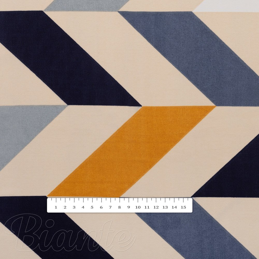 Bavlněná látka/plátno Sandra SA-751 Velké cik-cak modro-žluto-krémové pruhy - šířka 160 cm - detail 3 - Biante.cz