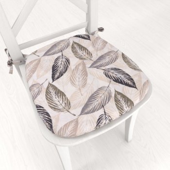 Oblý podsedák PML-056 Zeleno-černé listy na béžovém - 39x37x3 cm - Biante.cz Oblý podsedák PML-056 Zeleno-černé listy na béžovém - 39x37x3 cm - Biante.cz