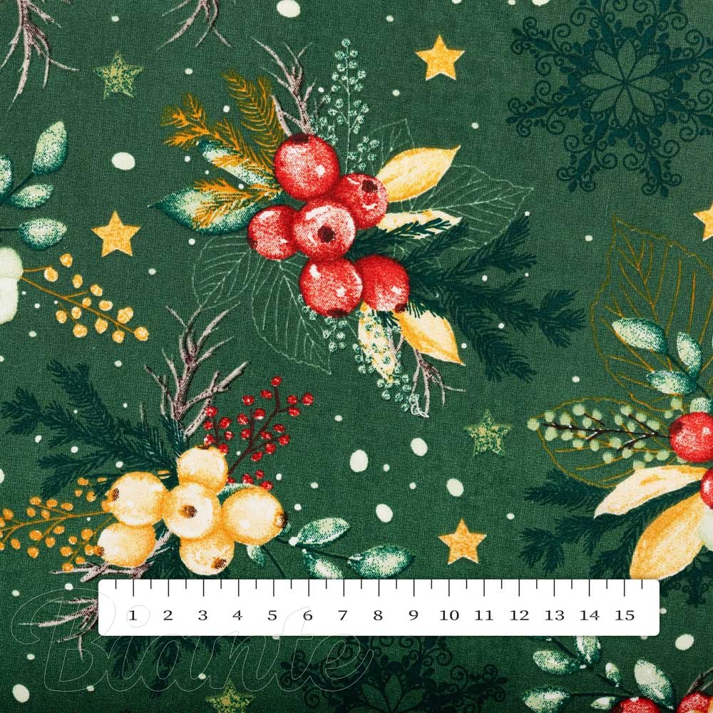Bavlněná látka/plátno Sandra SA-713 Vánoční cesmíny na zeleném - šířka 160 cm - detail 4 - Biante.cz