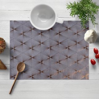 Sametové prostírání na stůl Isabela IBL-003 Rose Gold trojúhelníky na šedém - Biante.cz Sametové prostírání na stůl Isabela IBL-003 Rose Gold trojúhelníky na šedém - Biante.cz