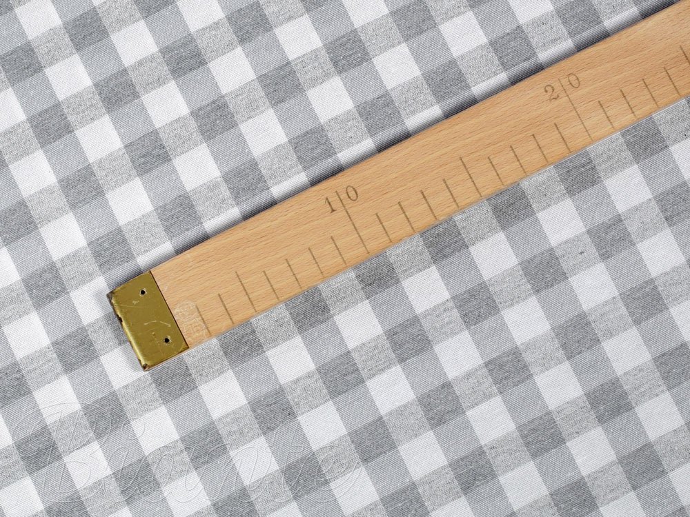 Dekorační látka Rebeka RE-019 Šedo-bílá kostka střední - šířka 140 cm - detail 4 - Biante.cz