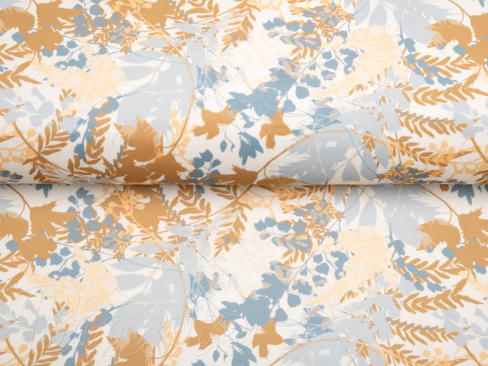 Sametová látka Tamara TMR-043 Hnědo-modré designové rostliny - šířka 140 cm - detail 3 - Biante.cz Sametová látka Tamara TMR-043 Hnědo-modré designové rostliny - šířka 140 cm - detail 3 - Biante.cz