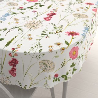 Bavlněný oválný ubrus Sandra SA-667 Velké luční kvítí na bílém - Biante.cz Bavlněný oválný ubrus Sandra SA-667 Velké luční kvítí na bílém - Biante.cz