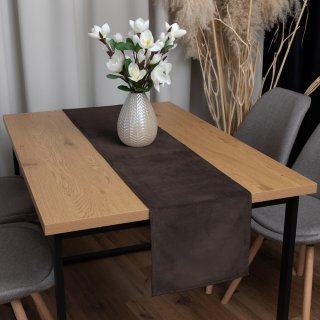 Sametový běhoun na stůl Velvet Premium SVP-016 Tmavě hnědý - detail 1 - Biante.cz