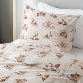 Dětské bavlněné ložní povlečení Sandra SA-698 Hnědá lesní zvířátka na béžovém - detail 1 - Biante.cz Dětské bavlněné ložní povlečení Sandra SA-698 Hnědá lesní zvířátka na béžovém - detail 1 - Biante.cz
