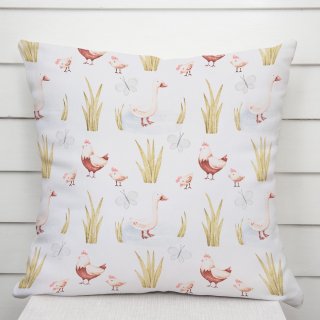 Dětský bavlněný povlak na polštář Sandra SA-752 Slepičky a husy na bílém - Biante.cz