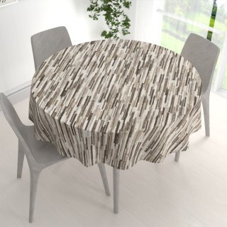 Veľký dekoračný okrúhly obrus Leona LN-176 Hnedo-béžové pásiky - detail 1 - Biante.sk