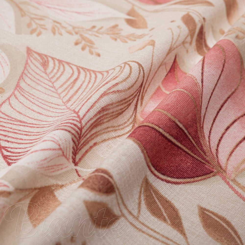 Dekorační látka Leona LN-172 Růžovo-vínové listy na režném - šířka 140 cm a 280 cm - detail 6 - Biante.cz