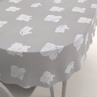 Dětský bavlněný oválný ubrus Sandra SA-733 Zamilovaní lední medvědi na světle šedém - Biante.cz