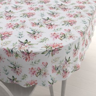 Teflonový oválný ubrus TF-134 Akvarelové květy rododendronu na bílém - Biante.cz