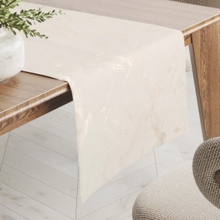 Sametový běhoun na stůl Isabela IBL-017 Zlatý/kouřový mramor na smetanovém - Biante.cz Sametový běhoun na stůl Isabela IBL-017 Zlatý/kouřový mramor na smetanovém - Biante.cz
