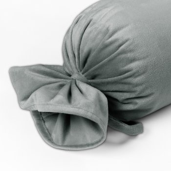 Sametový polštář válec bonbon Velvet Premium SVP-046 Světle šedý - detail 1 - Biante.cz