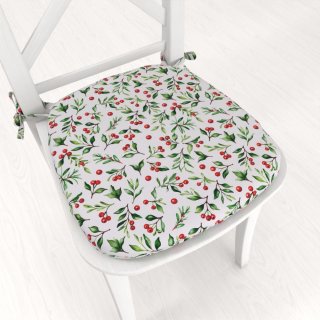 Teflonový oblý podsedák TF-111 Jeřabiny na bílém - 39x37x3 cm - Biante.cz