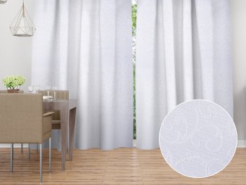 Dekorační závěs na míru TF-078 Ornamenty - studená bílá - Biante.cz