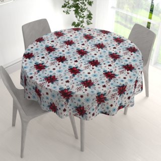 Saténový kulatý ubrus LUP-506 Vánoční hvězdy na ledově modrém - detail 1 - Biante.cz Saténový kulatý ubrus LUP-506 Vánoční hvězdy na ledově modrém - detail 1 - Biante.cz