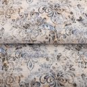 Sametová látka Tamara TMR-057 Modro-zelený zámecký vzor na krémovém - šířka 150 cm - detail 2 - Biante.cz