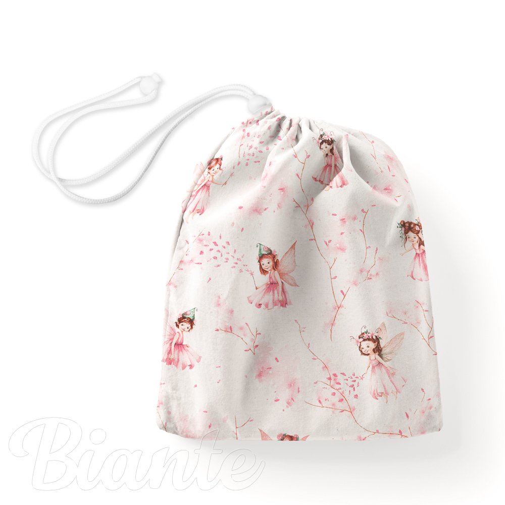 Bavlněný pytlík/sáček na přezůvky Sandra SA-684 Růžové víly na bílém - Biante.cz