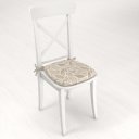 Oblý podsedák Leona LN-168 Bílé listy na světle hnědém - 39x37x3 cm - detail 2 - Biante.cz