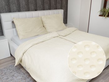 Hřejivé ložní povlečení Minky 3D puntíky MKP-014 Krémové - Biante.cz