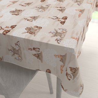 Detský bavlnený obdĺžnikový obrus Sandra SA-698 Hnedé lesné zvieratká na béžovom - Biante.sk Detský bavlnený obdĺžnikový obrus Sandra SA-698 Hnedé lesné zvieratká na béžovom - Biante.sk