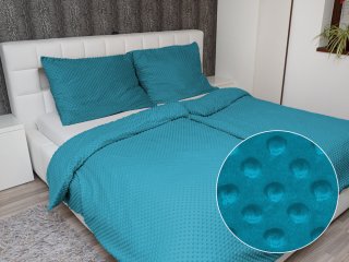 Hrejivé posteľné obliečky Minky TOP 3D bodky MKP-056 Morská modrá - Biante.sk