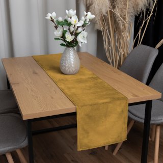 Sametový běhoun na stůl Velvet Premium SVP-009 Hořčicový - detail 1 - Biante.cz