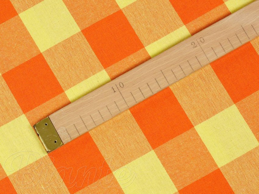Bavlnená látka Olivia OL-003 Oranžovo-žltá kocka veľká - šírka 150 cm - detail 5 - Biante.sk