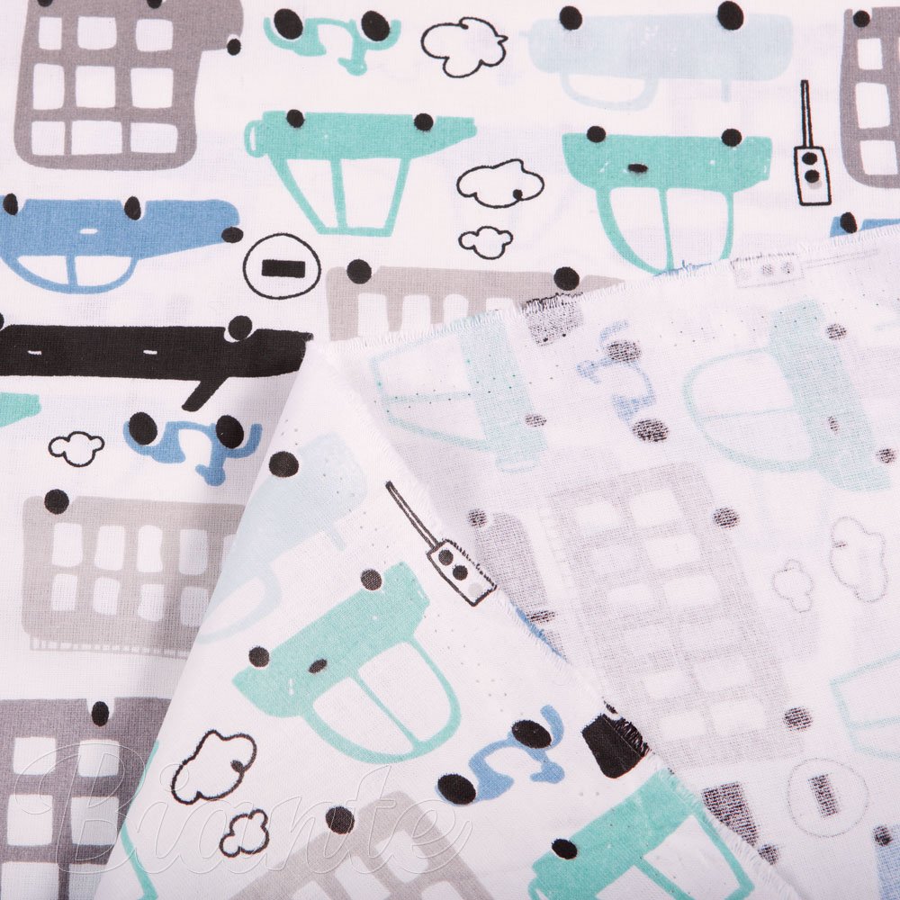 Dětská bavlněná látka/plátno Sandra SA-199 Autíčka a autobusy - šířka 160 cm - detail 3 - Biante.cz