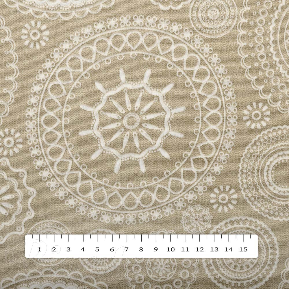 Dekorační látka Leona LN-170 Bílé mandaly na režném - šířka 140 cm a 280 cm - detail 4 - Biante.cz