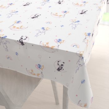 Detský bavlnený obdĺžnikový obrus Sandra SA-374 Pandy líšky a zajačiky s balónikmi - Biante.sk