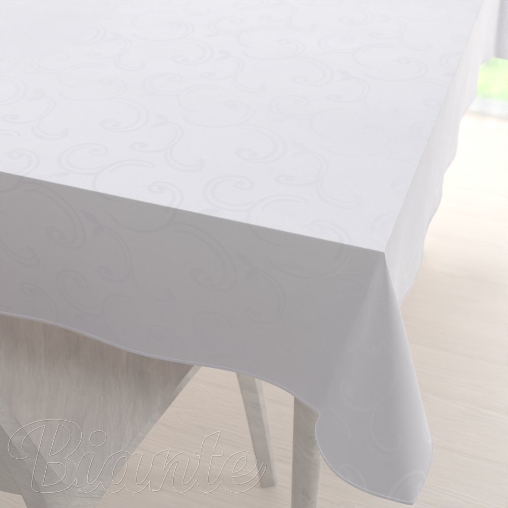 Teflonový obdélníkový ubrus TF-100 Bílé ornamenty s lístky - Biante.cz