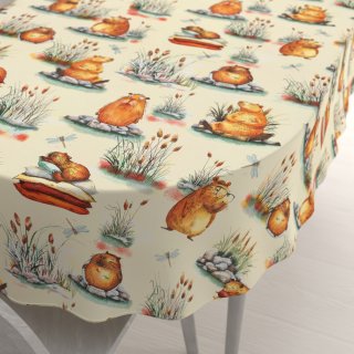 Dětský bavlněný oválný ubrus Sandra SA-710 Kapybary na krémovém - Biante.cz Dětský bavlněný oválný ubrus Sandra SA-710 Kapybary na krémovém - Biante.cz