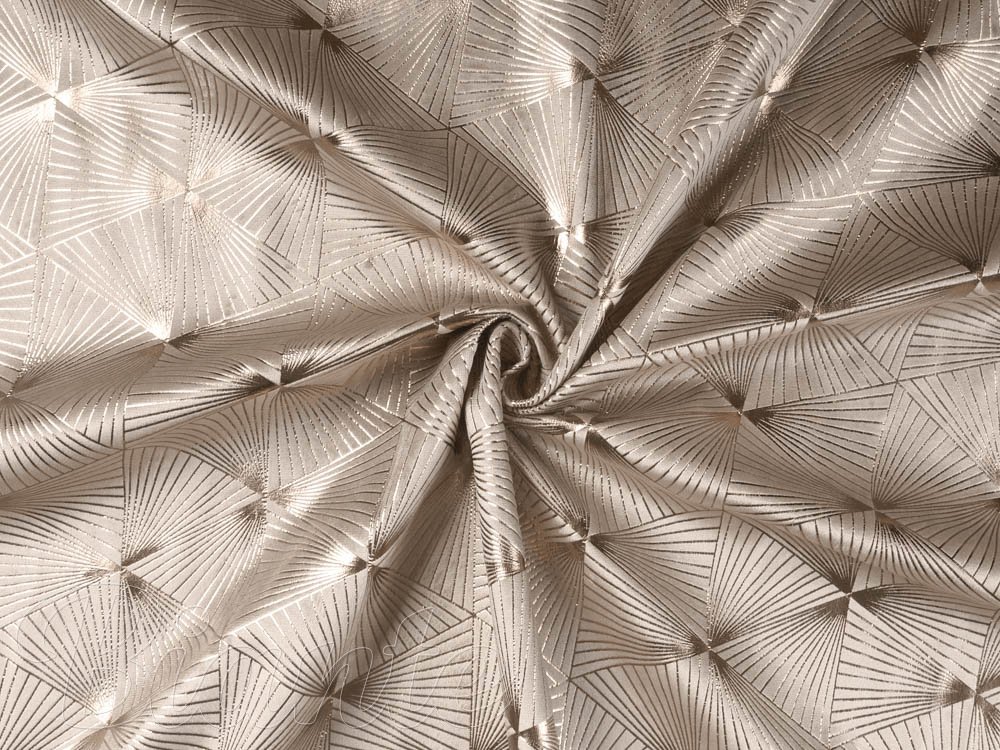 Sametová látka Isabela IBL-010 Rose Gold trojúhelníky na krémovém - šířka 280 cm - detail 1 - Biante.cz Sametová látka Isabela IBL-010 Rose Gold trojúhelníky na krémovém - šířka 280 cm - detail 1 - Biante.cz