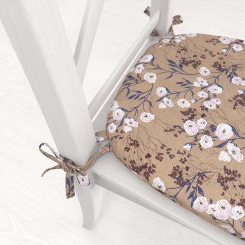 Oblý podsedák PML-036 Pnoucí květiny na hnědém - 39x37x3 cm - detail 1 - Biante.cz Oblý podsedák PML-036 Pnoucí květiny na hnědém - 39x37x3 cm - detail 1 - Biante.cz