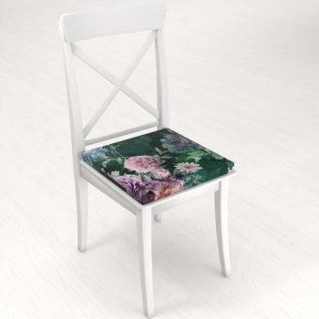 Čtvercový podsedák Parma PM-114 Fialové květy na tmavě zeleném - 38x38x3 cm - detail 1 - Biante.cz Čtvercový podsedák Parma PM-114 Fialové květy na tmavě zeleném - 38x38x3 cm - detail 1 - Biante.cz