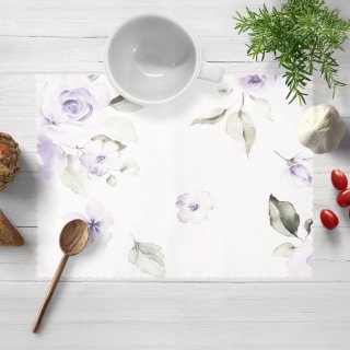 Teflonové prostírání na stůl TF-024 Fialové růže na bílém - Biante.cz