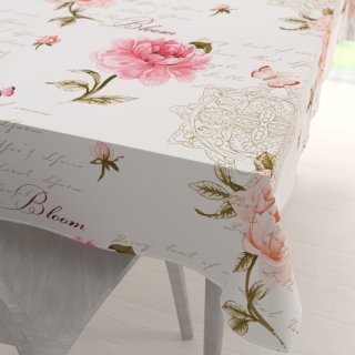 Bavlněný obdélníkový ubrus Sandra SA-683 Růžové pivoňky s motýly na bílém - Biante.cz Bavlněný obdélníkový ubrus Sandra SA-683 Růžové pivoňky s motýly na bílém - Biante.cz