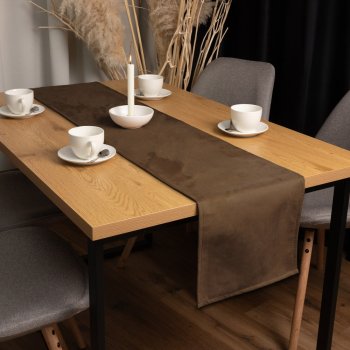 Behúň na stôl/imitácia brúsenej kože Alcantara ALC-022 Hnedý - detail 1 - Biante.sk