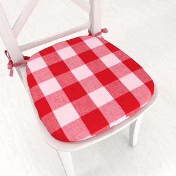 Oblý bavlněný podsedák Olivia OL-016 Červeno-bílá kostka velká - 39x37x3 cm - Biante.cz Oblý bavlněný podsedák Olivia OL-016 Červeno-bílá kostka velká - 39x37x3 cm - Biante.cz