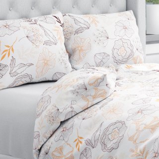 Bavlněné ložní povlečení Sandra SA-526 Hnědé vlčí máky na bílém - Biante.cz