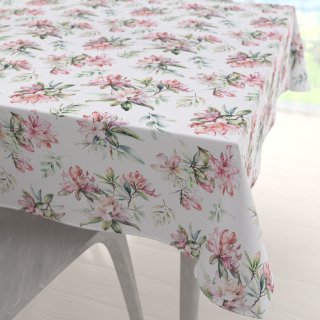 Teflónový štvorcový obrus TF-134 Akvarelové kvety rododendrónu na bielom - Biante.sk