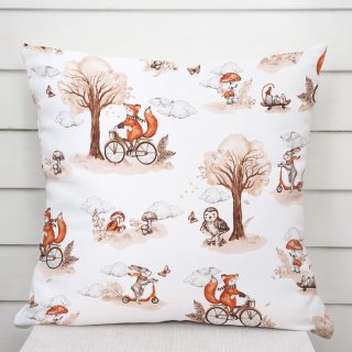 Detská bavlnená obliečka na vankúš Sandra SA-696 Líšky na bicykloch - hnedé na bielom - Biante.sk Detská bavlnená obliečka na vankúš Sandra SA-696 Líšky na bicykloch - hnedé na bielom - Biante.sk