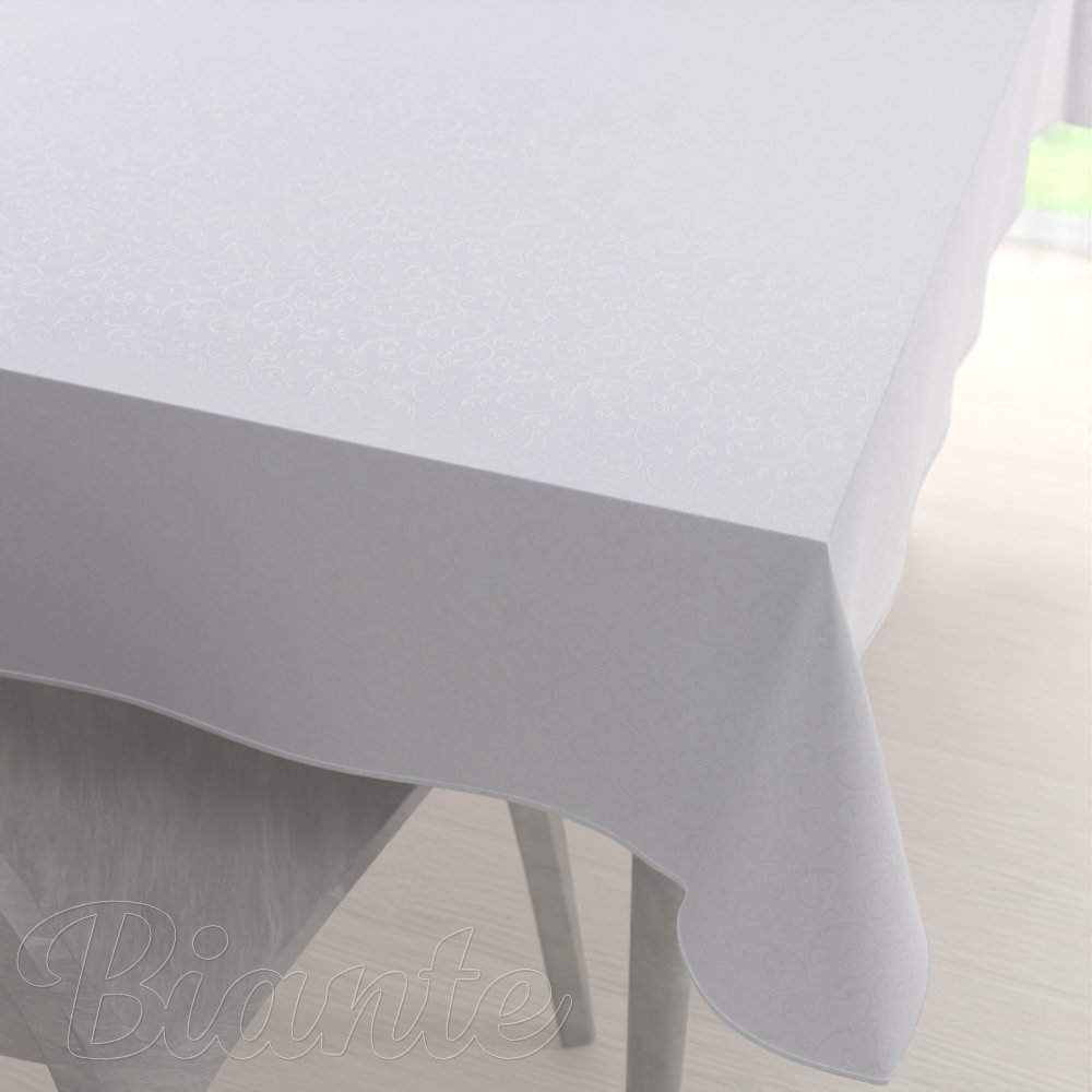 Teflonový obdélníkový ubrus TF-078 Ornamenty - studená bílá - Biante.cz