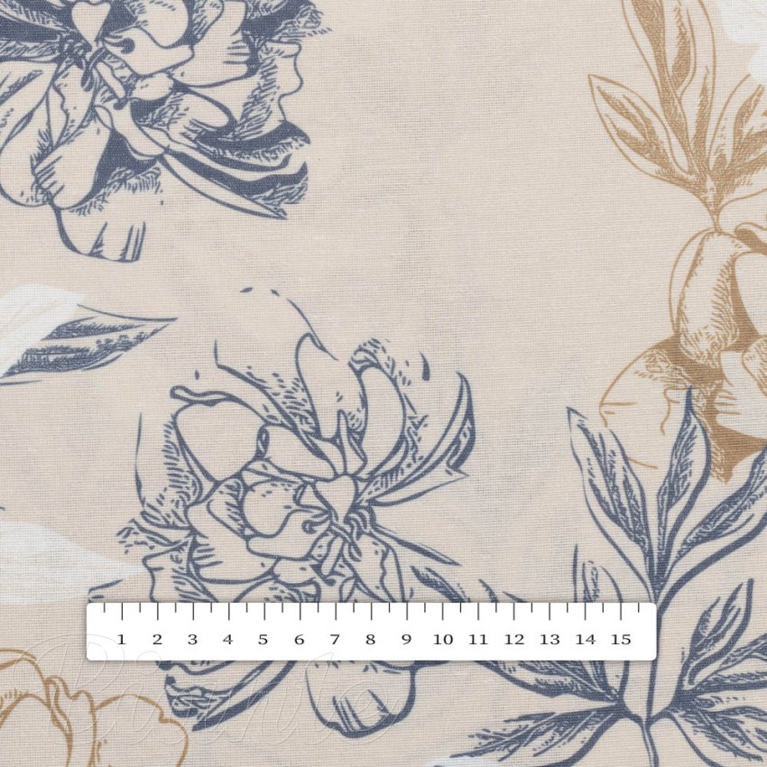 Dekoračná látka PML-058 Kvetinová perokresba na svetlo béžovom - šírka 155 cm - detail 5 - Biante.sk