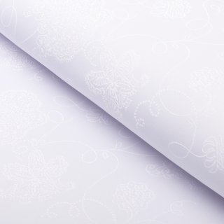 Teflonová látka na ubrusy TF-139 Květované ornamenty na studeném bílém - šířka 170 cm