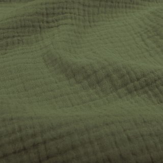 Mušelín dvojitá gázovina MSN-022 Tmavá olivově zelená - metráž šířka 140 cm - detail 1 - Biante.cz