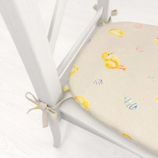 Teflonový oblý podsedák TF-074 Kuřátka a kraslice na béžovém - 39x37x3 cm - detail 1 - Biante.cz